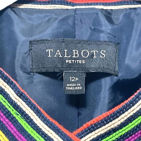 TALBOTS Rainbow Striped Blazer Jacket 12 Petite - Picture 3 of 7